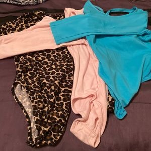 Girls Long Sleeve BodySuit 6x Leopard Blue Pink Bundle